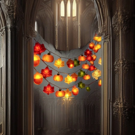 Autumn decorative light strings, warm LED small colored lights, festive atmosphere hanging decorations, suitable for both outdoor and indoor use Autumn decorative light strings, warm LED small colored lights, festive atmosphere hanging decorations, suitable for both outdoor and indoor use